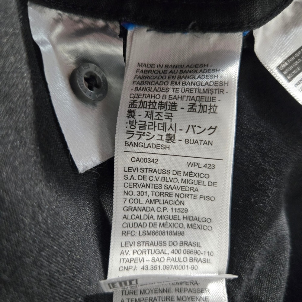 Levis Western Pearl Snap Black Denim Shirt Long Sleeve Standard Fit Mens Medium - Picture 3 of 7